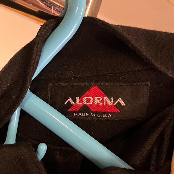 vintage 80s coat jacket black wool trapeze military brass button L XL clothing - Picture 7 of 7